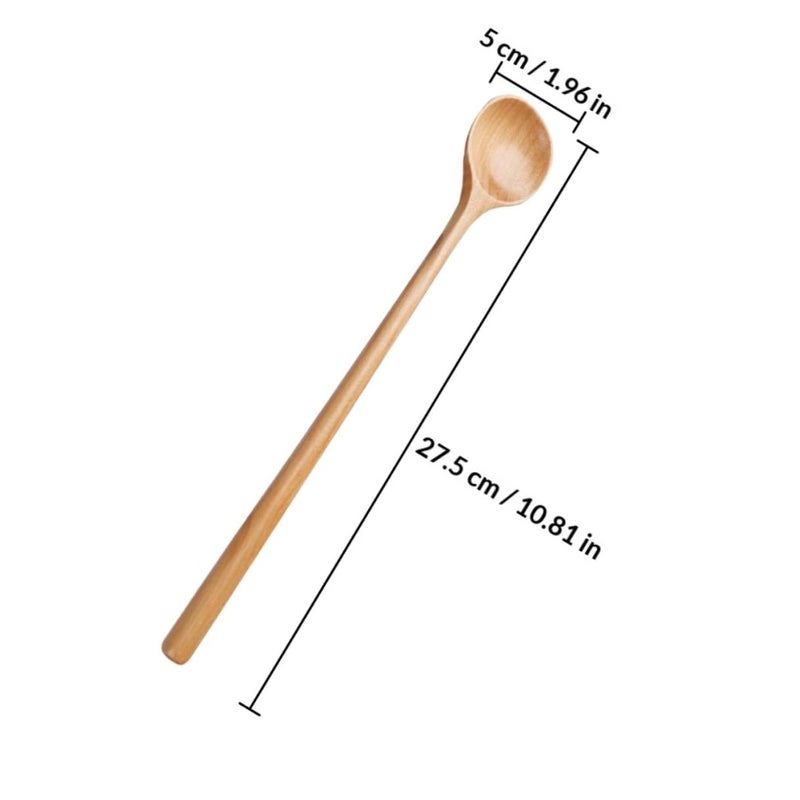 Natural Wooden Honey Mixing Spoons Set Of 4 Japanese Style Long Handle Kitchen Utils - Image 3