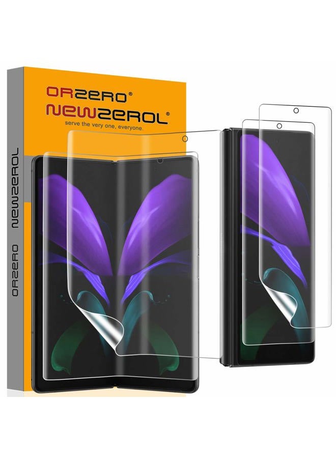 Orzero (2 Sets) Compatible for Samsung Galaxy Z Fold 2 5G, 2 Pack TPU Front Screen Protector and 2 Pack Inner Screen Protector High Definition Bubble-Free (Not for Z Fold 3 2021) - Image 1
