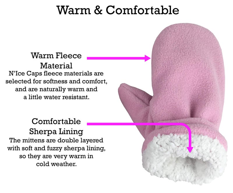 N'Ice Caps Baby Toddler Mittens Kids 2 Pairs Fleece Gloves Winter Warm Sherpa Lined (Pink/Light Purple Pack, 2-3 Years) - Image 5