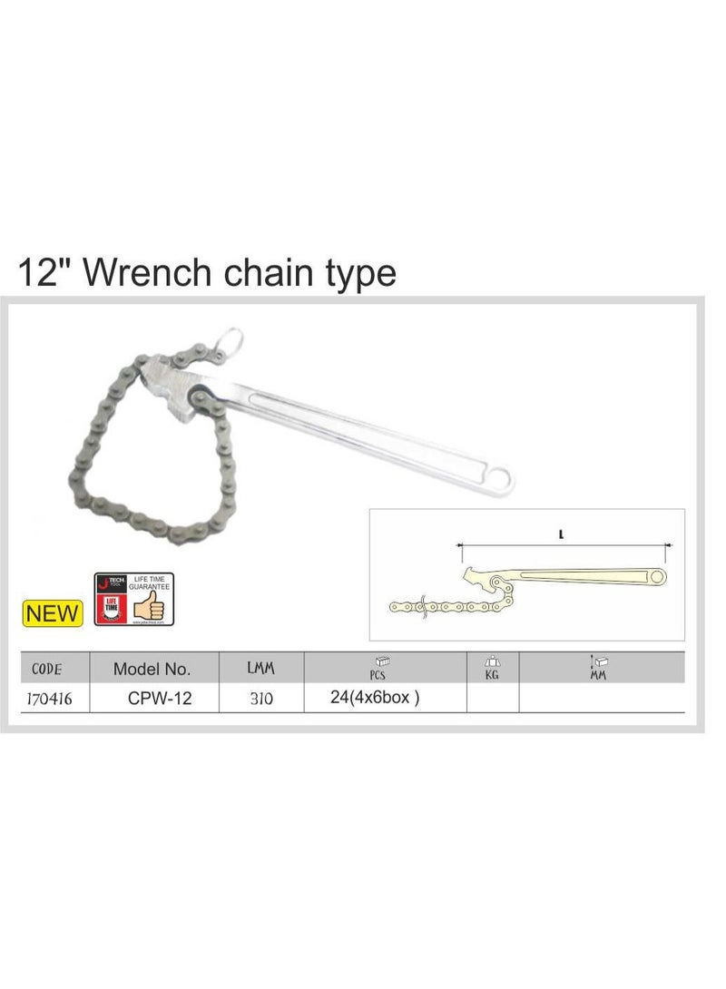 jetechtool مفتاح سلسلة جيتيك 12 بوصة - مفتاح أنابيب سلسلة ثقيل، مفتاح فلتر زيت سلسلة احترافي للميكانيكيين والسباكين - CPW-12 - Image 2