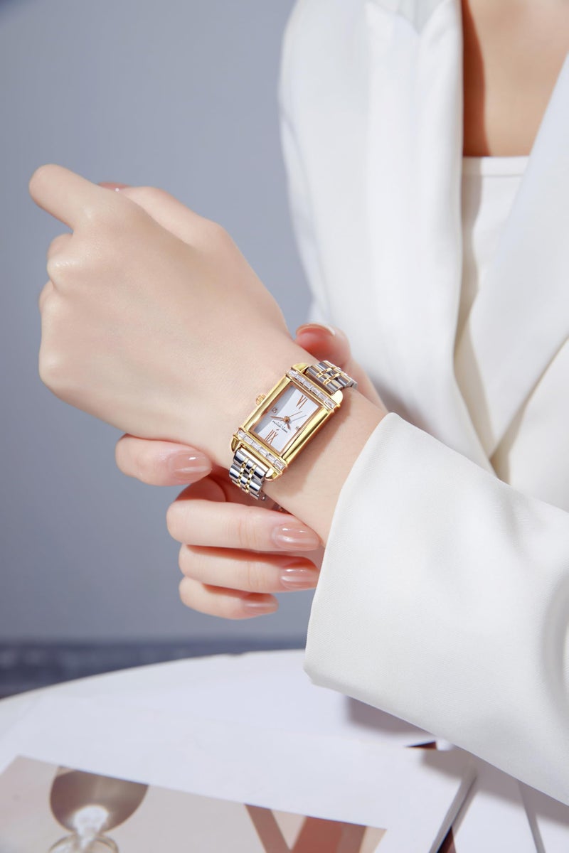 Daniel Hechter Paris Louvre Collection Square Dial Watch for Women with Roman Indices and Stainless Steel Strap-DHW2006 - Image 2