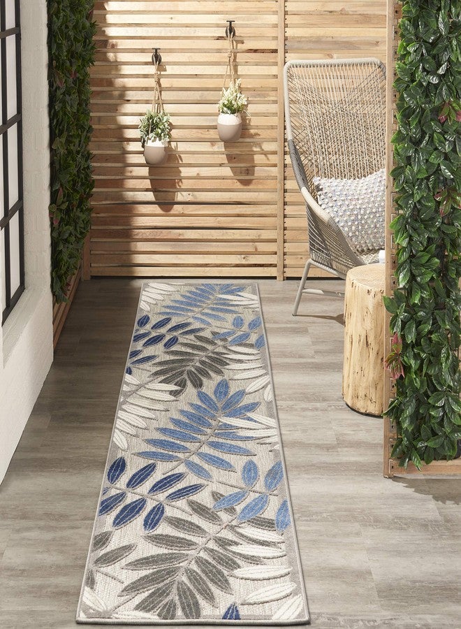 Nourison Home Aloha 2' x 6' Gray/Blue Outdoor Indoor/Outdoor Rug - Image 2
