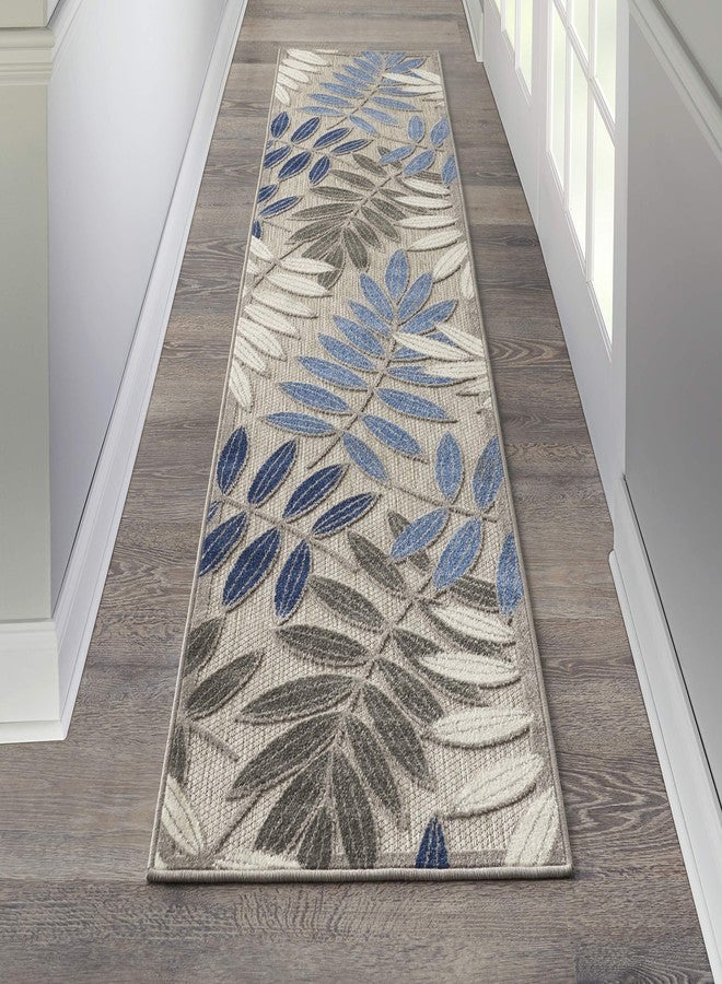 Nourison Home Aloha 2' x 6' Gray/Blue Outdoor Indoor/Outdoor Rug - Image 1