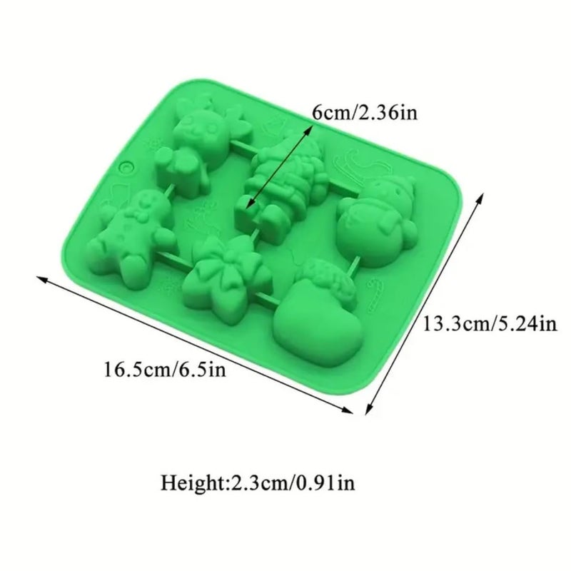 Skytail قوالب سيليكون عيد الميلاد 6 تجويف 3D سانتا كلوز رجل خبز الزنجبيل الرنة رجل الثلج لخبز الشوكولاتة والحلويات وكعك عيد الميلاد وكعك الكب كيك والمافن والهلام وذوبان الشموع وصنع الصابون اليدوي - Image 2