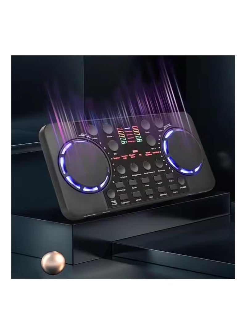 بطاقة صوت V300 Pro للبث المباشر مع 10 تأثيرات صوتية 4.0 وواجهة صوتية وخلاط لتسجيل استوديو الموسيقى والكاريوكي - Image 2