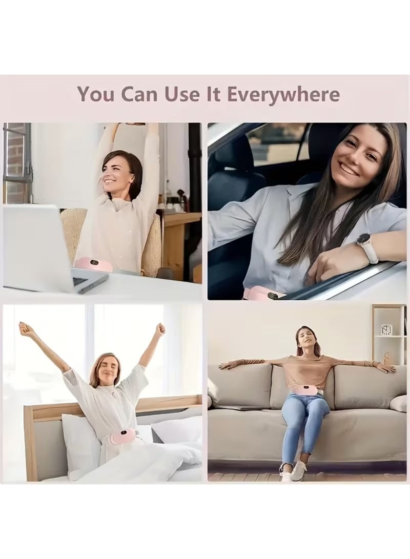 ZedAura Portable Cordless Heating Pad for Menstrual Cramps & Back Pain Relief Rechargeable Electric Heat Belt with 3 Heat Levels & 4 Vibration Modes, Wearable, Wireless,Periods Cramp Belt, Menstrual heating Pad, White - Image 5