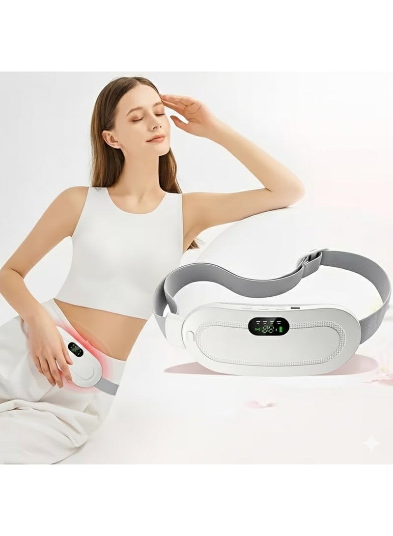 ZedAura Portable Cordless Heating Pad for Menstrual Cramps & Back Pain Relief Rechargeable Electric Heat Belt with 3 Heat Levels & 4 Vibration Modes, Wearable, Wireless,Periods Cramp Belt, Menstrual heating Pad, White - Image 2
