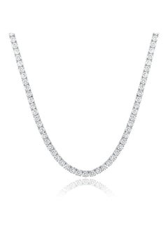 Tennis Necklace 18K White Gold Plated | 4.0mm Round Cubic Zirconia Cut Faux Diamond Tennis Chain for Women and Men