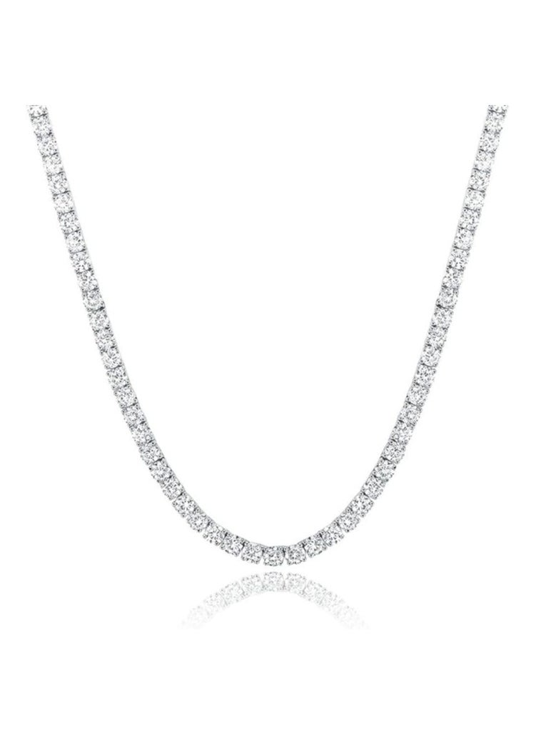 MDFUN - Tennis Necklace 18K White Gold Plated | 4.0mm Round Cubic Zirconia Cut Faux Diamond Tennis Chain for Women and Men - Image 1