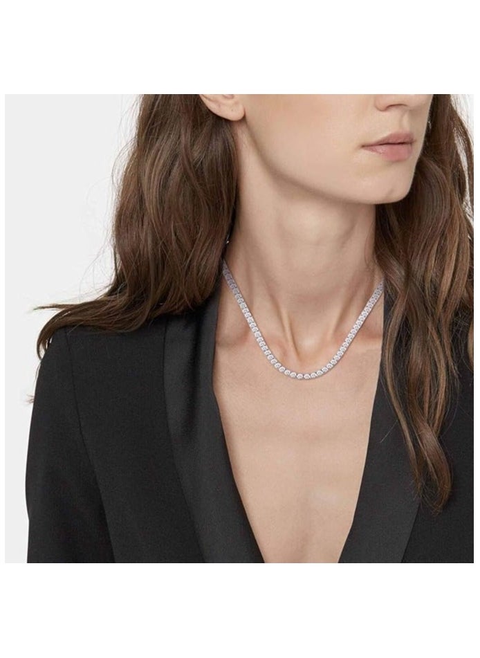 MDFUN - Tennis Necklace 18K White Gold Plated | 4.0mm Round Cubic Zirconia Cut Faux Diamond Tennis Chain for Women and Men - Image 1