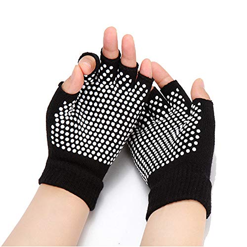 YL traV YL TRD V 2 Packs of Non Slip Fingerless Yoga Gloves with Grips for Women (with White Dots) - Image 3