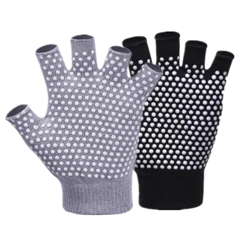 YL traV YL TRD V 2 Packs of Non Slip Fingerless Yoga Gloves with Grips for Women (with White Dots) - Image 1