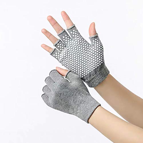 YL traV YL TRD V 2 Packs of Non Slip Fingerless Yoga Gloves with Grips for Women (with White Dots) - Image 2