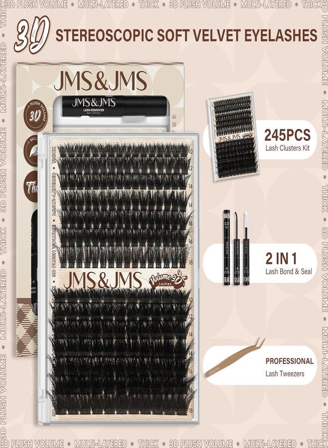JMS&JMS Lash Clusters Kit 100D+200D Thick Cluster Lashes 3D Effect Eyelash Clusters Kit 10-18mm Volume Eyelash Clusters D Curl 3D Wispy Lash Clusters DIY Lash Extension Kit - Image 2