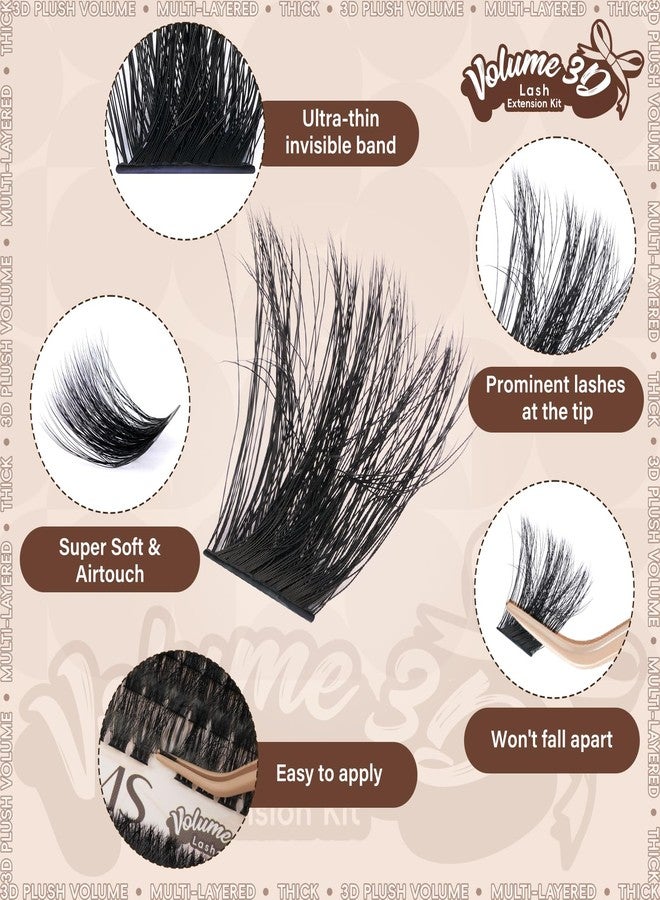 JMS&JMS Lash Clusters Kit 100D+200D Thick Cluster Lashes 3D Effect Eyelash Clusters Kit 10-18mm Volume Eyelash Clusters D Curl 3D Wispy Lash Clusters DIY Lash Extension Kit - Image 4