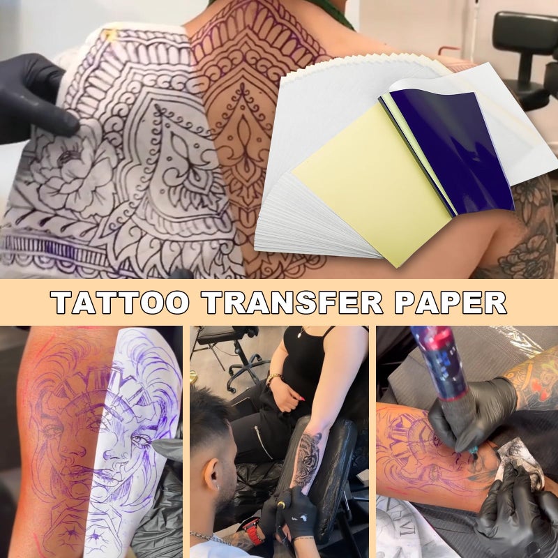 Jconly Professional Tattoo Practice Kit for Beginners, 614Pcs Realistic Training Set with 10 Fake Skin, 50 Transfer Paper, 200 Machine Covers,4 Grip Tape,50 Dental Bibs & 300 Ink Caps Tattoo Supplies - Image 3