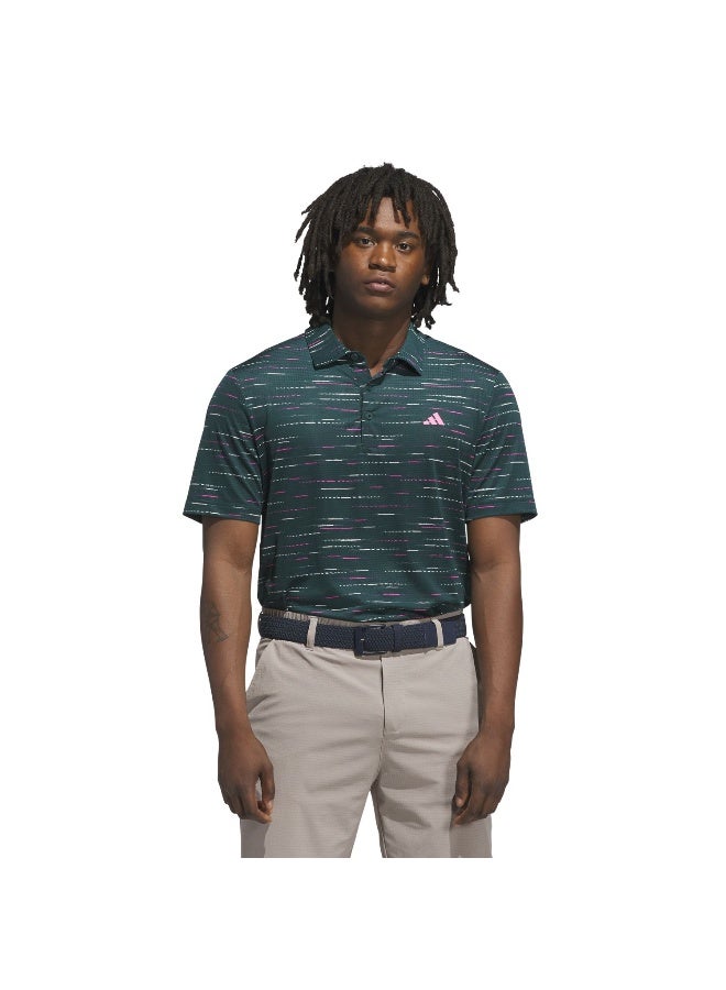 adidas قميص بولو رجالي بأكمام قصيرة شبكي مطبوع باللون الأخضر - Image 2