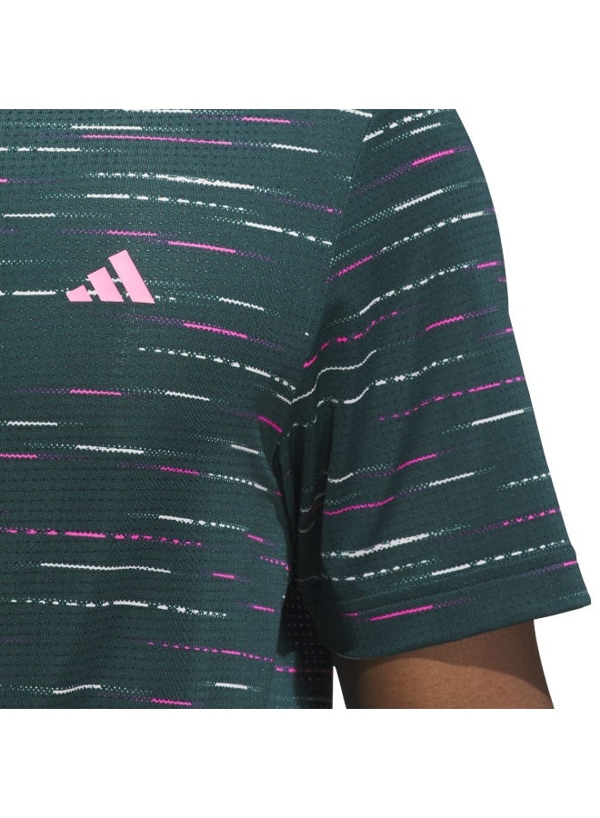 adidas قميص بولو رجالي بأكمام قصيرة شبكي مطبوع باللون الأخضر - Image 5