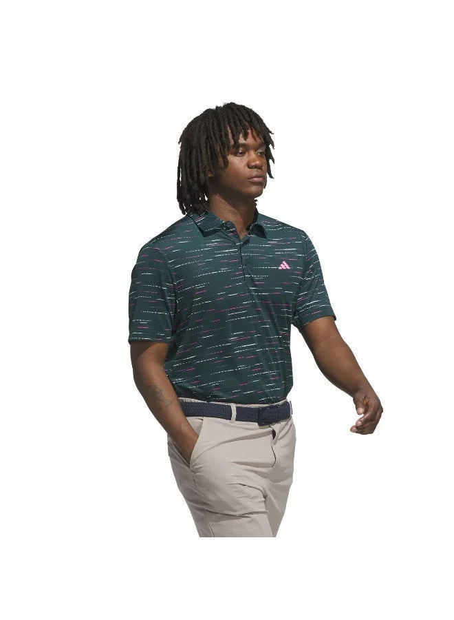 اديداس قميص بولو رجالي بأكمام قصيرة شبكي مطبوع باللون الأخضر