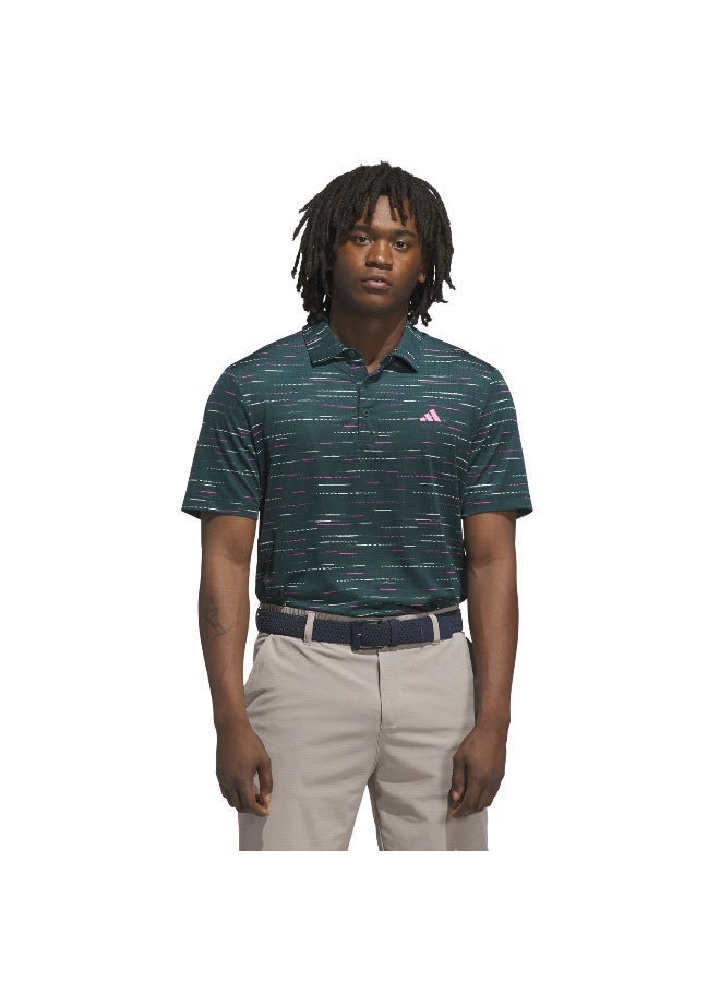 اديداس قميص بولو رجالي بأكمام قصيرة شبكي مطبوع باللون الأخضر - Image 1
