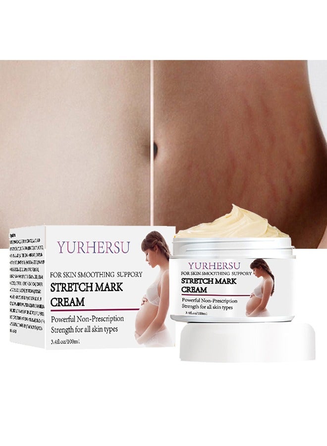 YURHERSU كريم علامات التمدد ، كريم الوقاية من علامات التمدد للحمل ، مزيل كريم علامات التمدد ، كريم علامات التمدد لتدليك الجسم ، يقلل من ظهور الندبات ، العناية ببشرة البطن قبل الولادة وبعدها 100 مل - Image 1