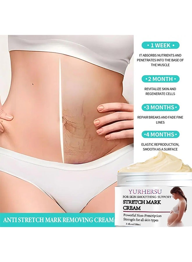 YURHERSU كريم علامات التمدد ، كريم الوقاية من علامات التمدد للحمل ، مزيل كريم علامات التمدد ، كريم علامات التمدد لتدليك الجسم ، يقلل من ظهور الندبات ، العناية ببشرة البطن قبل الولادة وبعدها 100 مل - Image 4