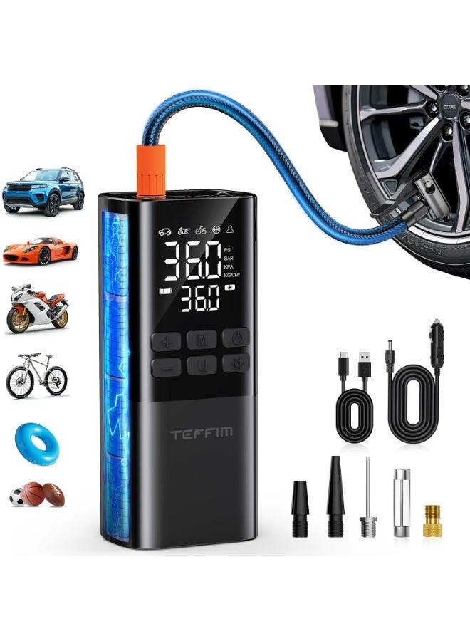 Arabest Tire Inflator Portable Air Compressor - Air Pump for Car Tires,Portable for Car with Pressure Gauge,Tire Inflator with LED Light, for Bike,Motorcycle, Balls - Image 1