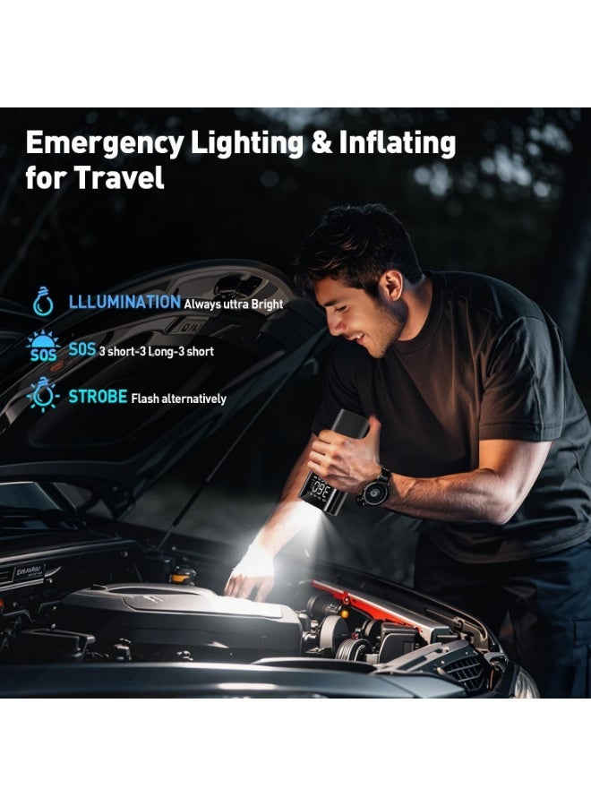 Arabest Tire Inflator Portable Air Compressor - Air Pump for Car Tires,Portable for Car with Pressure Gauge,Tire Inflator with LED Light, for Bike,Motorcycle, Balls - Image 4