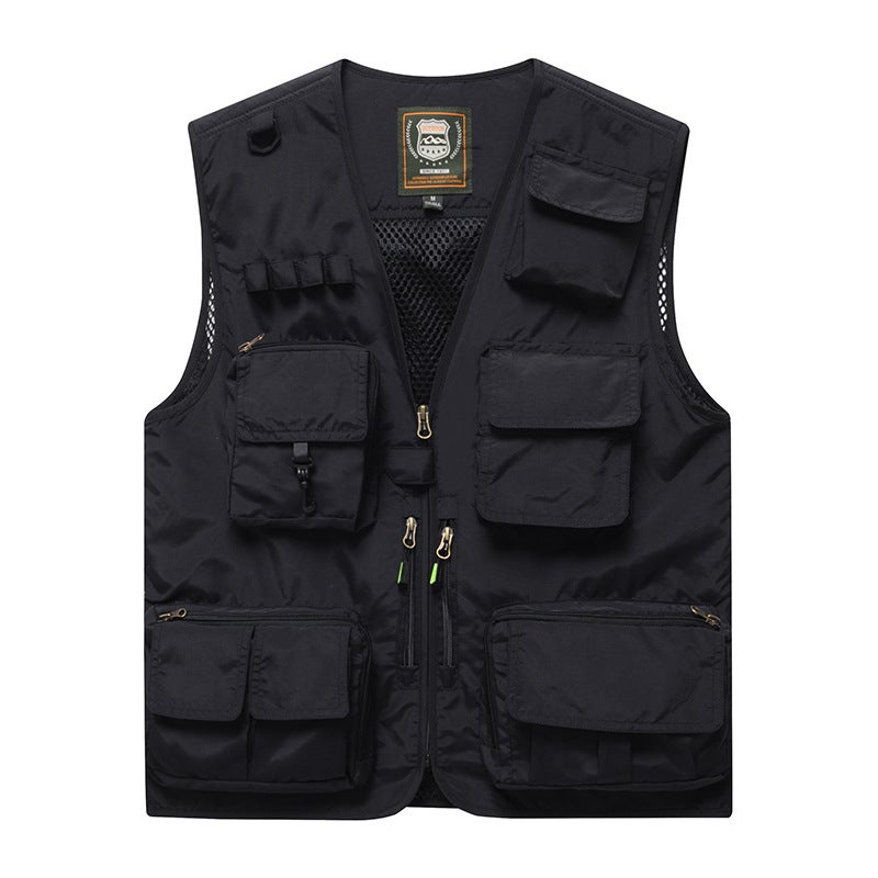 Pography Vest Overalls Custom Printed Logo Multi-Bag Functional Tactical Studio Director Reporter Media Clothing Back - Image 5