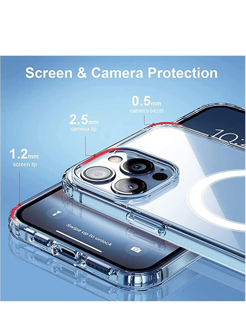 حومة جراب مغناطيسي لهاتف iPhone 14 Pro Max [MagSafe غير أصفر] غطاء هاتف واقٍ مقاوم للصدمات نحيف وشفاف لهاتف Apple iPhone 14 Pro Max - Image 2
