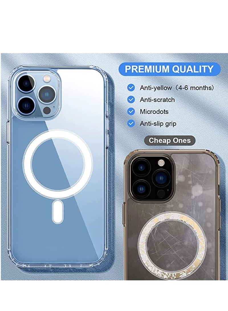 حومة جراب مغناطيسي لهاتف iPhone 14 Pro Max [MagSafe غير أصفر] غطاء هاتف واقٍ مقاوم للصدمات نحيف وشفاف لهاتف Apple iPhone 14 Pro Max - Image 4