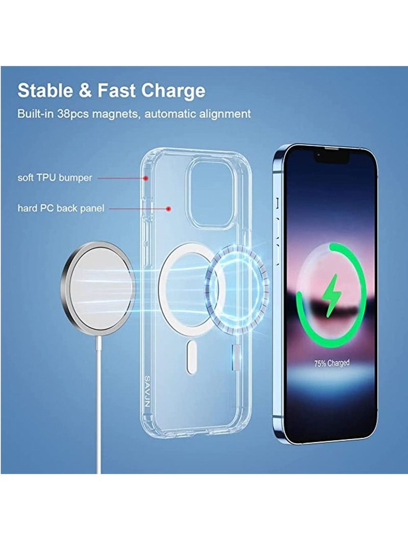 حومة جراب مغناطيسي لهاتف iPhone 14 Pro Max [MagSafe غير أصفر] غطاء هاتف واقٍ مقاوم للصدمات نحيف وشفاف لهاتف Apple iPhone 14 Pro Max - Image 3