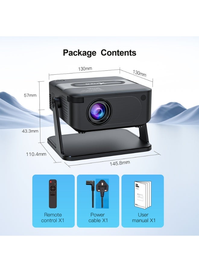 general Mini Portable Projector Bedroom Wall Projector Home Ultra HD 720P Wireless Projection Dual Band WiFi 6 Outdoor Projector 4-Point Keystone Correction Compatible with Windows iOS Android Multiple Compatible Interfaces: HD, Audio, USB Connection - Image 3