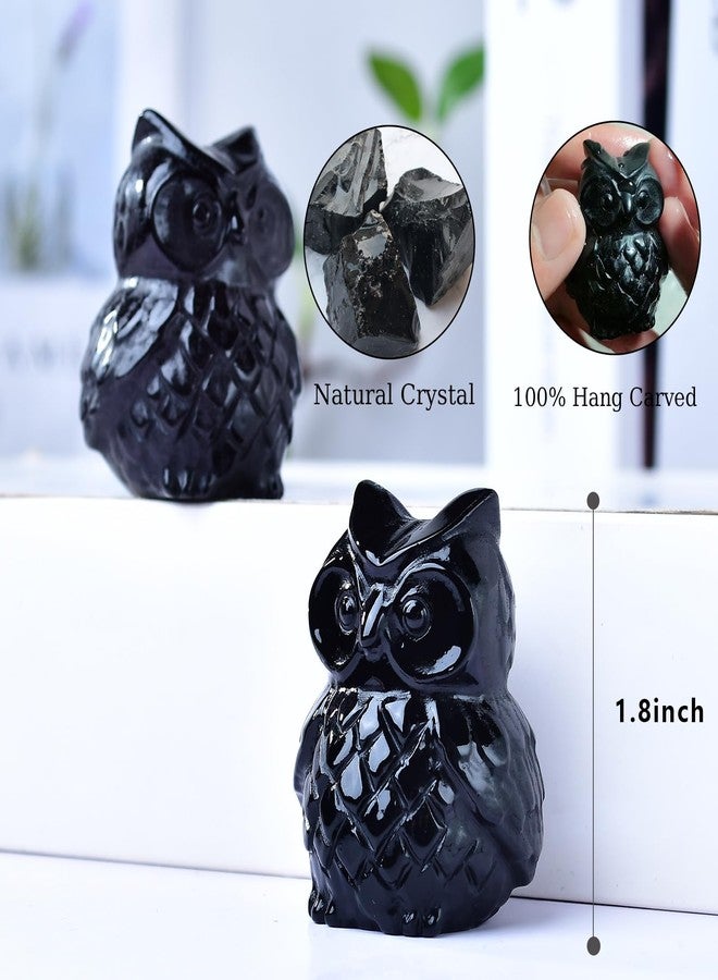 Ytbeoxk 1.9 Inch Black Obsidian Owl Statue Owl Figurine Home Decor, Healing Crystal Cute Decor Figurines,Sculpture Hand-Carved Gemstones,Bedroom Office Spiritual Gift, Owl Gifts for Women Men - Image 2