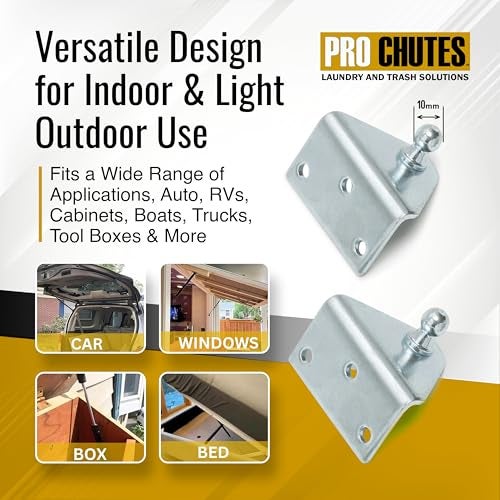 Pro Chutes 10MM Ball Stud Mounting Angled Silver Bracket for Gas Struts - Heavy Duty Lift Support Shock Brackets with Stainless Steel Screws - Ideal for Spring Hood Struts & Closer Piston Prop Mounts x4 Angled - Image 5