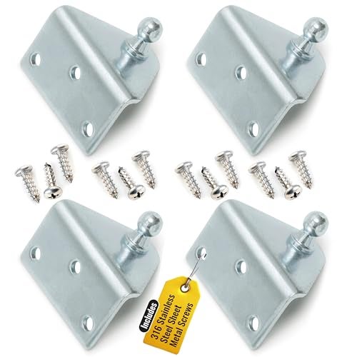 Pro Chutes 10MM Ball Stud Mounting Angled Silver Bracket for Gas Struts - Heavy Duty Lift Support Shock Brackets with Stainless Steel Screws - Ideal for Spring Hood Struts & Closer Piston Prop Mounts x4 Angled - Image 1