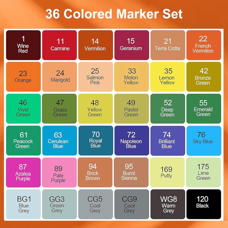 Bennort 36 Colors Alcohol Markers Sketch Pen with Carrying Case for Painting Sketching Calligraphy Drawing,Fine & Chisel Tip Art Markers Set,Permanent Colouring Marker for Kids Adult, Multicolor (36) - Image 3