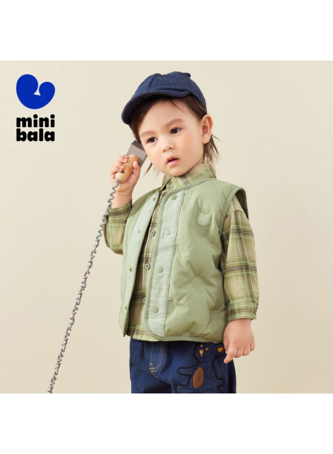Minibala Winter New Kids Cute Collarless Down Jacket Baby Warm Fashion Down Vest - Image 1