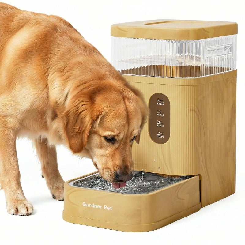 Gardner Pet 2.2 Gallon Automatic Dog Water Bowl Dispenser 8.5L Gravity Water Feeder with Stainless Steel Bowl & Maifan Stone Filter, BPA-Free for for Cats and Dogs (Brown, 2.2 Gallon) - Image 1