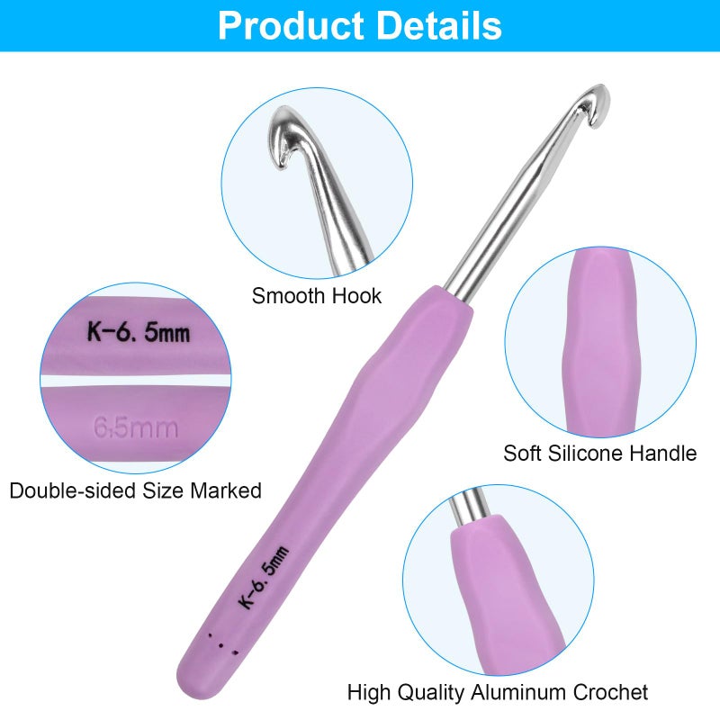 MECHEER Large Crochet Hooks 5 Sizes Crochet Hook Set, 29 Pack Yarn Needle Kits for Beginners, Knitting Needles with Ergonomic Handles for Arthritic Hands, 6.5mm 7.0mm 8.0mm 9.0mm 10.0mm Crochet Needle Kit - Image 3