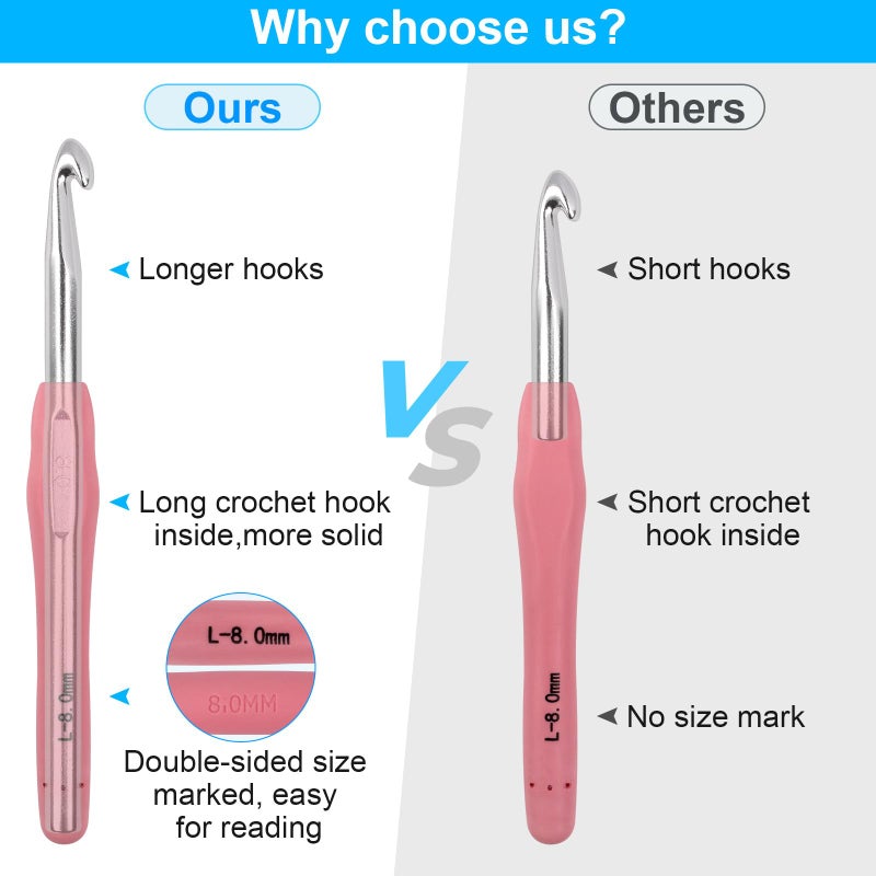 MECHEER Large Crochet Hooks 5 Sizes Crochet Hook Set, 29 Pack Yarn Needle Kits for Beginners, Knitting Needles with Ergonomic Handles for Arthritic Hands, 6.5mm 7.0mm 8.0mm 9.0mm 10.0mm Crochet Needle Kit - Image 5
