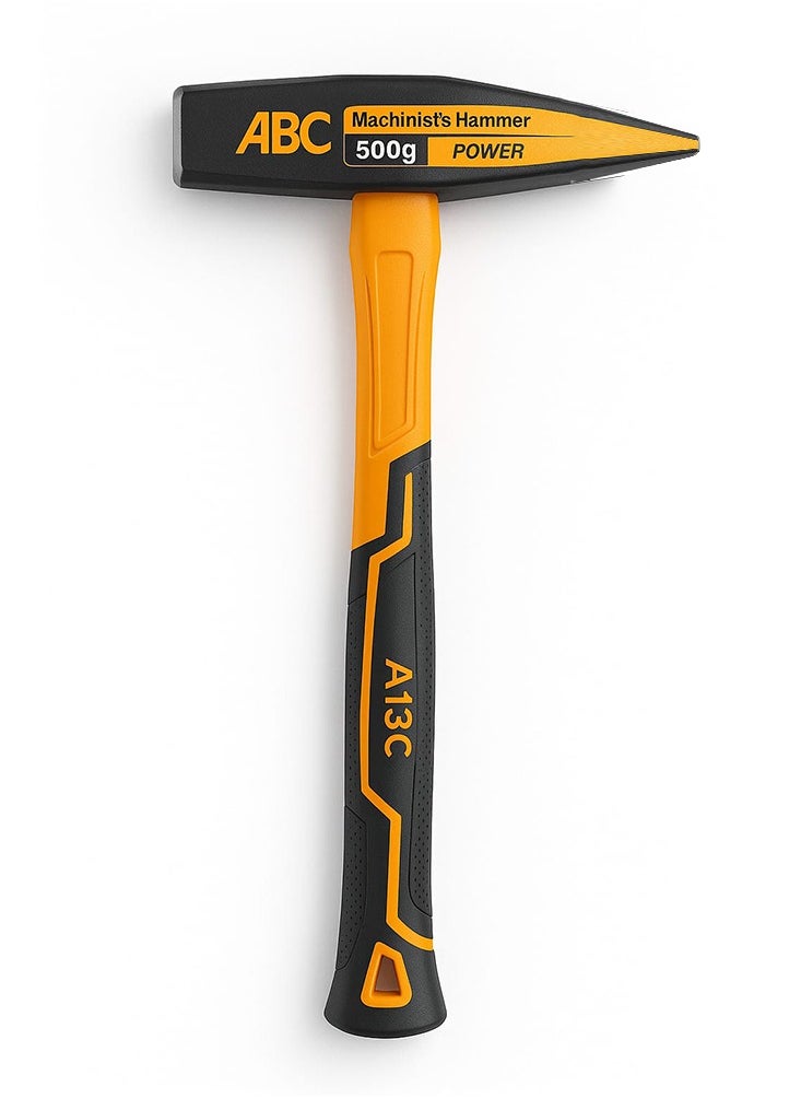 ABC Technician's Hammer Strong 500g , durable, rust-resistant steel head, comfortable, non-slip handle, balanced design enhances performance and precision in work, for hammering on metal or hard surfaces without slipping or damage, for use in industrial or technical workshops 
