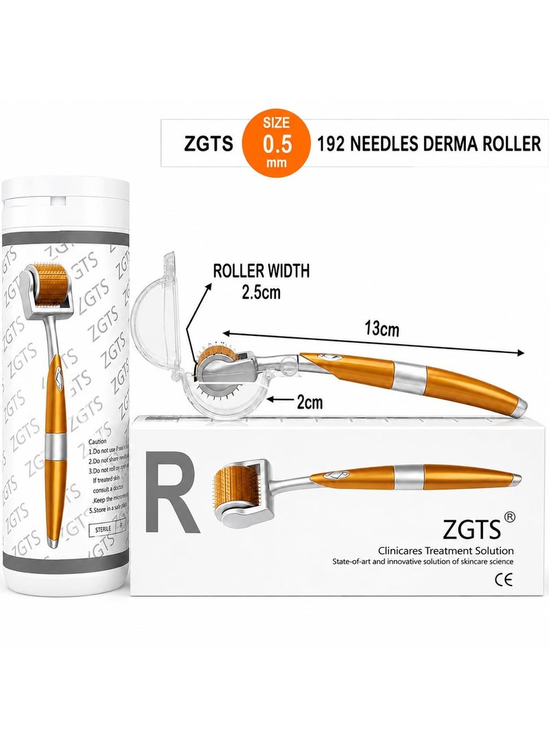 ZGTS Professional Gold Plated 192 Needles Titanium Alloy Derma Roller, 0.5mm, Gold - Image 3