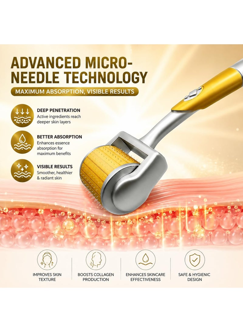 ZGTS Professional Gold Plated 192 Needles Titanium Alloy Derma Roller, 0.5mm, Gold - Image 5