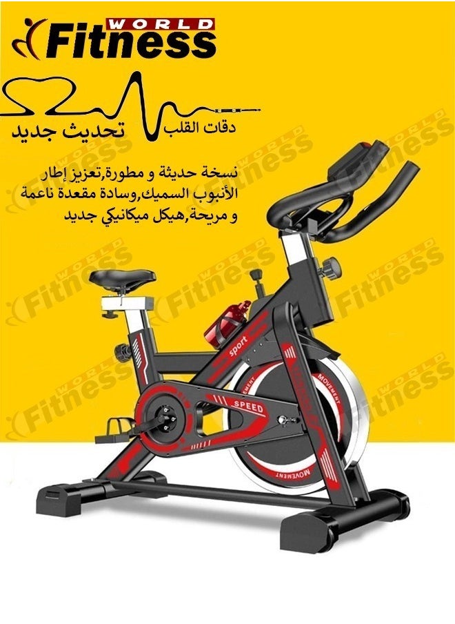 Fitness World Exercise Bike with iPad Holder, Home Gym Exercise Bike with LCD Screen and Professional Seat  - Image 2