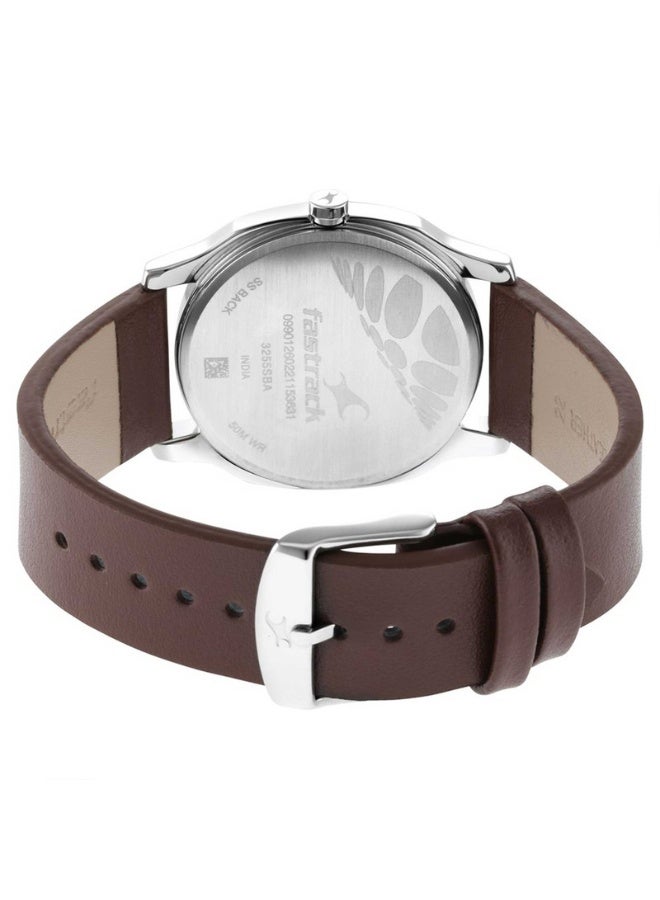 fastrack ساعة أنالوج للرجال ستانرز 1.0 3255SL01 - قرص أحمر، حزام جلد بني، حركة كوارتز - Image 4