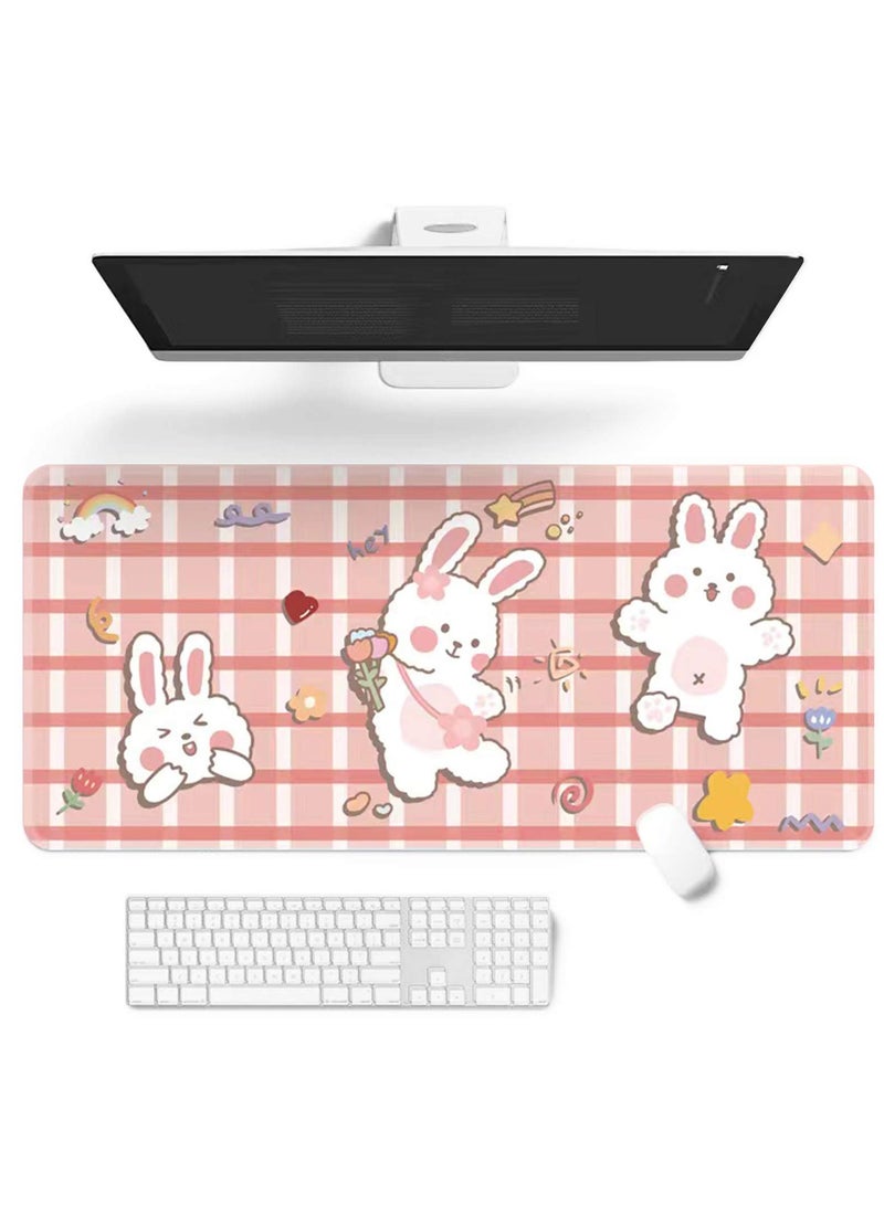SOLARAE Cute Cartoon Rabbit Large Mouse Pad for Gaming and Office Use - 30x80 cm Desk Pad Perfect for Writing, Laptop, and Bedroom Work Supplies. - Image 2