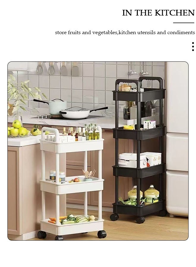 DUNISO 5 Tier Rolling Utility Cart Multifunctional Storage Organizer with Wheels Plastic Storage Cart Multipurpose Storage Rack for Bathroom Kitchen Laundry Bedroom Office(White) - Image 4