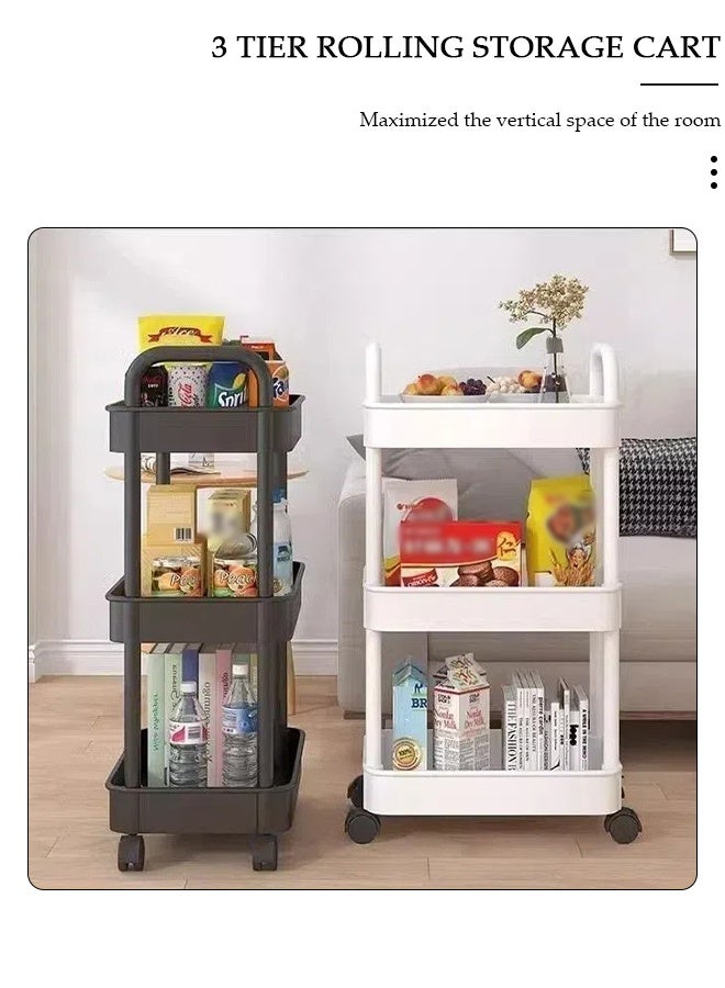 DUNISO 5 Tier Rolling Utility Cart Multifunctional Storage Organizer with Wheels Plastic Storage Cart Multipurpose Storage Rack for Bathroom Kitchen Laundry Bedroom Office(White) - Image 5