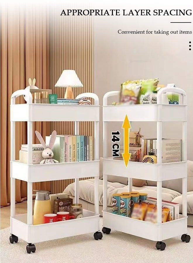 DUNISO 5 Tier Rolling Utility Cart Multifunctional Storage Organizer with Wheels Plastic Storage Cart Multipurpose Storage Rack for Bathroom Kitchen Laundry Bedroom Office(White) - Image 3